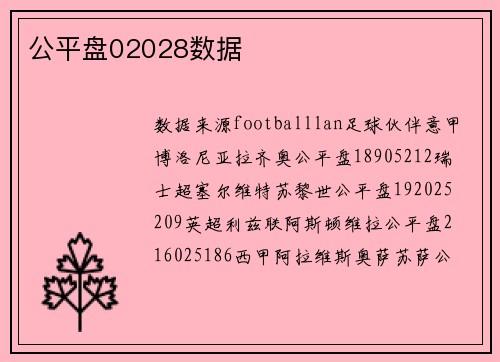 公平盘02028数据